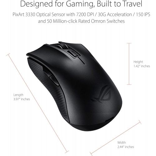 아수스 Asus ROG Strix Carry Portable Wireless + Bluetooth Ergonomic Optical Gaming Mouse