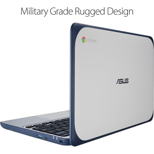 아수스 ASUS Chromebook C202SA-YS02 11.6 Ruggedized and Water Resistant Design with 180 Degree (Intel Celeron 4 GB, 16GB eMMC, Dark Blue, Silver)