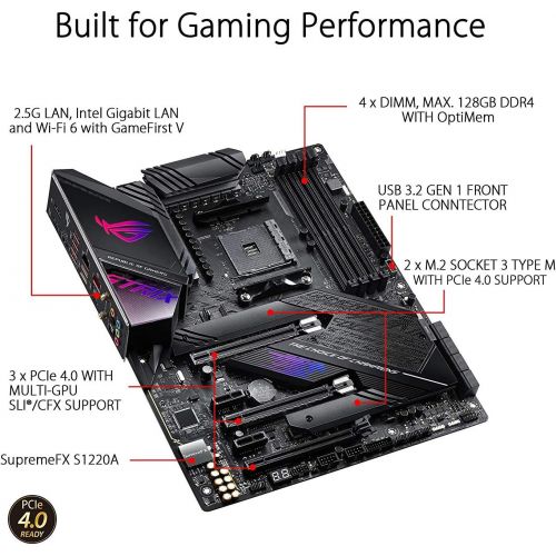 아수스 ASUS ROG Strix X570-E Gaming ATX Motherboard with PCIe 4.0, Aura Sync RGB Lighting, 2.5 Gbps and Intel Gigabit LAN, WiFi 6 (802.11Ax), Dual M.2 with Heatsinks, SATA 6GB/S and USB 3