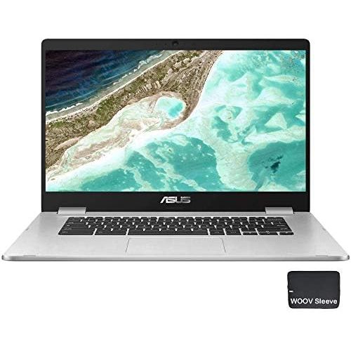 아수스 ASUS 15.6 C523NA Chromebook Intel Celeron N3350 1080p Model C523NA IH44F, 4GB DDR4 RAM, 64GB eMMC, Chrome OS, Bundle with Sleeve