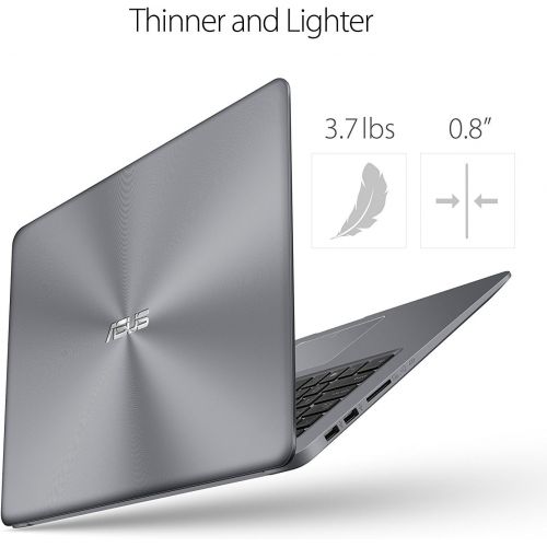 아수스 ASUS VivoBook 15.6 FHD Laptop 16GB RAM, 256GB Solid State Drive, Intel Quad Core i5 8250U up to 3.40GHz, USB C, NanoEdge Display, Fingerprint, Windows 10, Gray