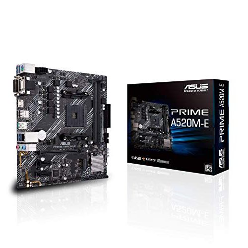 아수스 Asustek Computer Prime A520M E AMD A520 (Ryzen AM4) Micro ATX Motherboard with M.2 Support, 1 Gb Ethernet, HDMI/DVI/D Sub, SATA 6 Gbps, USB 3.2 Gen 2 Type A