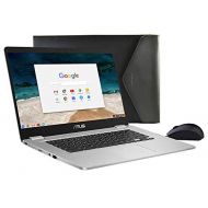 2019 ASUS 14 FHD Chromebook Intel Celeron Dual Core Processor 4GB LPDDR4 Memory 32GB eMMC USB C 802.11a/b/g/n/ac Webcam Chrome OS with 64GB MicroSD Card and Mouse & Sleeve Bundle