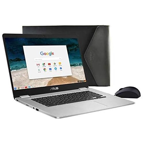 아수스 2019 ASUS 14 FHD Chromebook Intel Celeron Dual Core Processor 4GB LPDDR4 Memory 32GB eMMC USB C 802.11a/b/g/n/ac Webcam Chrome OS with 64GB MicroSD Card and Mouse & Sleeve Bundle