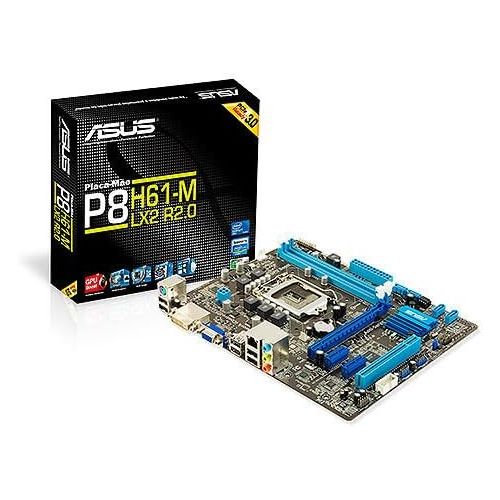 아수스 Asus P8H61 M LX2 R2.0/SI LGA1155 Intel H61 Express Chipset DDR3 A&GbE MicroATX Motherboard