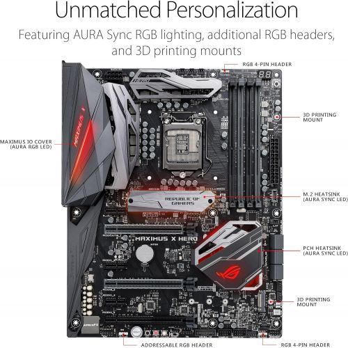 아수스 ASUS ROG Maximus X Hero LGA1151 (Intel 8th Gen) DDR4 DP HDMI M.2 Z370 ATX Gaming Motherboard with onboard Gigabit LAN and USB 3.1