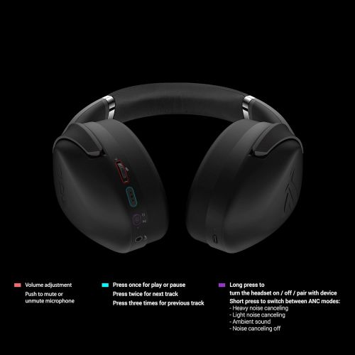 아수스 ASUS ROG Strix Go BT Gaming Headset (AI Noise canceling Microphone, Hi Res Audio, Active Noise Cancellation, Bluetooth, 3.5mm, Compatible with Laptop, PS5, Nintendo Switch and Smar
