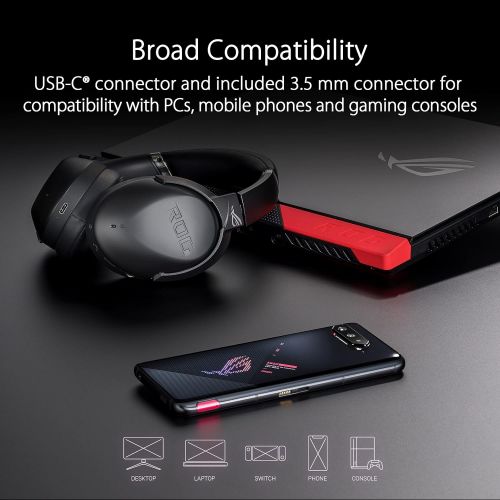 아수스 ASUS ROG Strix Go BT Gaming Headset (AI Noise canceling Microphone, Hi Res Audio, Active Noise Cancellation, Bluetooth, 3.5mm, Compatible with Laptop, PS5, Nintendo Switch and Smar