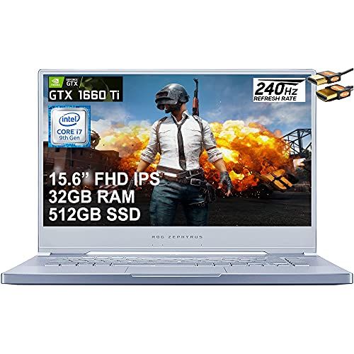 아수스 ASUS Flagship ROG Zephyrus M 15 Gaming Laptop 15.6” FHD IPS 240Hz Display 9th Gen Intel 6 Core I7 9750H 32GB RAM 512GB SSD GeForce GTX 1660 Ti 6GB RGB Backlit USB C Win10 Pro + HDM
