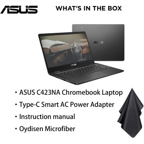 아수스 Newest ASUS 14 Lightweight Chromebook, Intel Celeron N3350 Processor, 4GB RAM, 32GB eMMC Storage, Webcam, WiFi, Chrome OS (Google Classroom or Zoom Compatible)