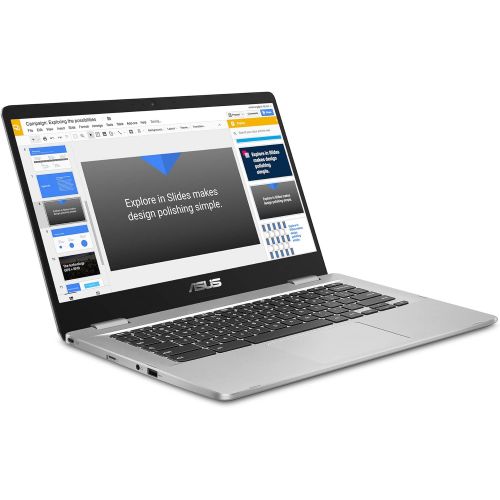 아수스 ASUS C423NA Chromebook 14 FHD (1920x1080) Laptop PC, Intel Dual Core Celeron N3350 up to 2.4GHz, 4GB LPDDR4 RAM, 32GB eMMC, Durable 180° Hinge, Bluetooth, Chrome OS, Silver