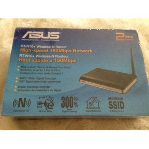 아수스 ASUS (RT N10+) Wireless N 150 Entry Home Router: Fast Ethernet and support upto 4 Guest SSID(Open source DDWRT support),Black