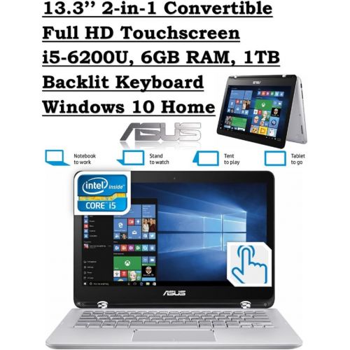 아수스 ASUS Q304UA 13.3 inch 2 in 1 Touchscreen Full HD Laptop PC (2016 Edition, 6th Intel Core i5 6200U up to 2.8GHz, 6GB RAM, 1TB HDD) Silver