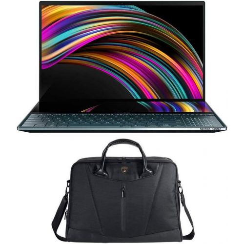 아수스 ASUS ZenBook Pro Duo UX581GV XB74T 15.6” 4K UHD NanoEdge Bezel Touch, Intel Core i7 9750H, 16GB RAM, 1TB PCIe SSD, GeForce RTX 2060, Windows 10 Pro (Core i7 9750H + Lambo Bag)