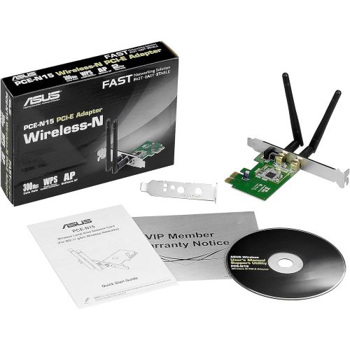 아수스 Asus network products Asus PCE N15 Wireless PCI E card 802.11n, 300Mbps (2T2R)