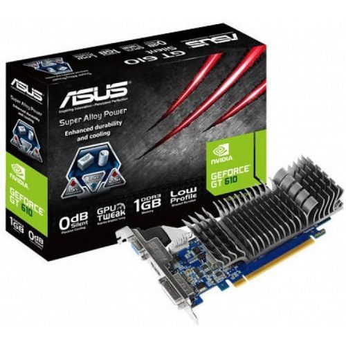 아수스 Asus NVIDIA GeForce GT 610 1GB GDDR3 VGA/DVI/HDMI Low Profile PCI Express Video Card