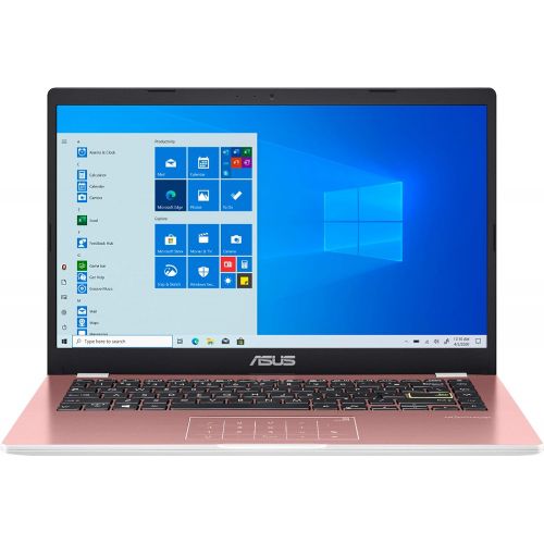 아수스 Asus Vivobook E410 Thin and Light Laptop I 14” HD Display I Intel Celeron N4020 Processor I 4GB DDR4 128GB eMMC I HDMI USB C Wifi5 Win10 (Pink) + 32GB MicroSD Card