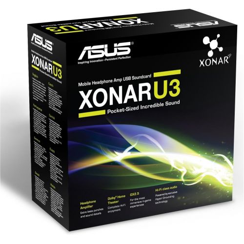 아수스 ASUS Xonar U3 Sound Cards (XONAR_U3/UAD/B/A),Black