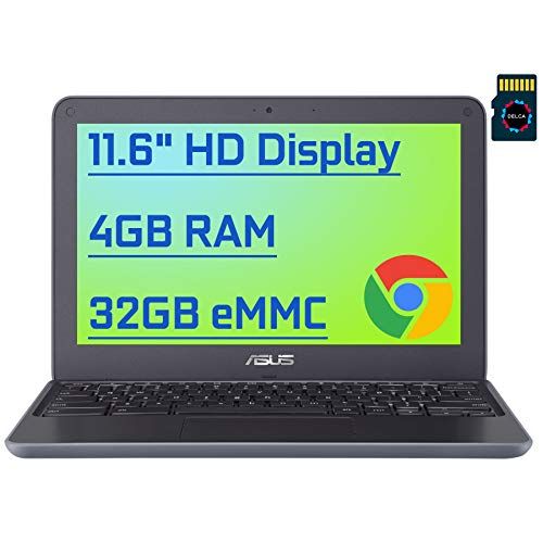 아수스 ASUS Chromebook Premium Business Laptop I 11.6 HD Anti Glare Display I Media Tek 4 core MT8173C Processor I 4GB RAM 32GB eMMC I USB C HDMI Wifi5 HD Webcam Chrome OS + 16GB Micro SD