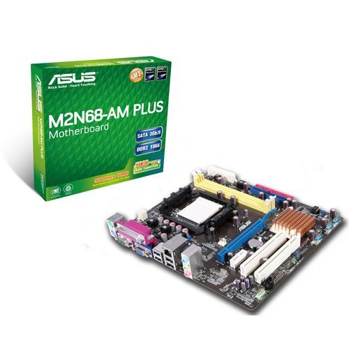 아수스 ASUS Socket AM2+/GeForce 7025/DDR2 1066/A&V&GbE/Micro ATX Motherboard M2N68 AM Plus
