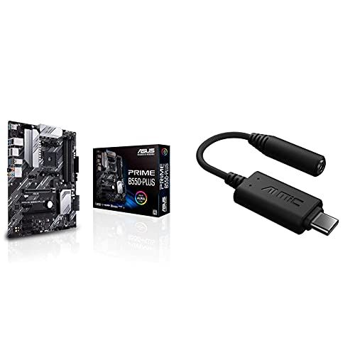 아수스 ASUS Prime B550 PLUS AMD AM4 Zen 3 Ryzen 5000 & 3rd Gen Ryzen ATX Motherboard Ai Noise Canceling Mic Adapter Ideal for Conference Call. Support USB C or USB 2.0 to 3.5 mm Connect