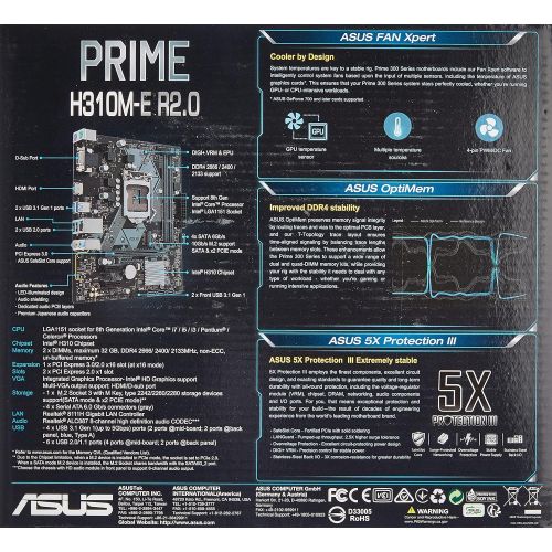 아수스 ASUS Prime H310M E R2.0 Micro ATX Intel H310 DDR4 SDRAM Motherboard