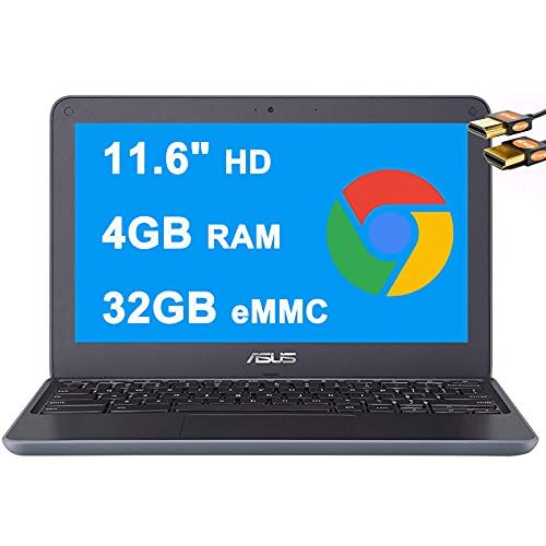 아수스 ASUS Flagship Chromebook Laptop Computer 11.6 HD Anti Glare Display Media Tek 4 core MT8173C Processor 4GB RAM 32GB eMMC Type C HDMI Wifi5 HD Webcam Chrome OS + HDMI Cable