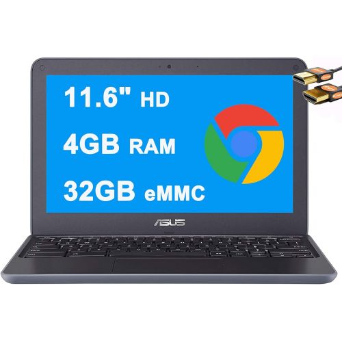 아수스 ASUS Flagship Chromebook Laptop Computer 11.6 HD Anti Glare Display Media Tek 4 core MT8173C Processor 4GB RAM 32GB eMMC Type C HDMI Wifi5 HD Webcam Chrome OS + HDMI Cable