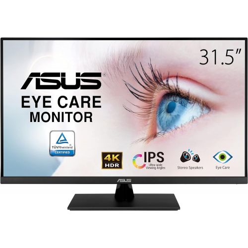 아수스 ASUS 31.5” 4K HDR Monitor (VP32UQ) UHD (3840 x 2160), IPS, 100% sRGB, HDR10, Speakers, Adaptive Sync/FreeSync, Low Blue Light, Eye Care, VESA Mountable, Frameless, DisplayPort, H