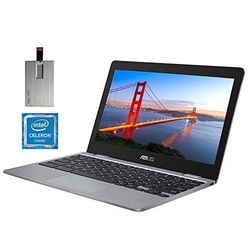 아수스 2020 ASUS Chromebook 11.6 HD Laptop Computer, Intel Celeron N3350 Dual core Processor, 4GB RAM, 16GB eMMC, HD Webcam, Intel HD Graphics 500, USB C, Bluetooth, Chrome OS, Gray, 32GB