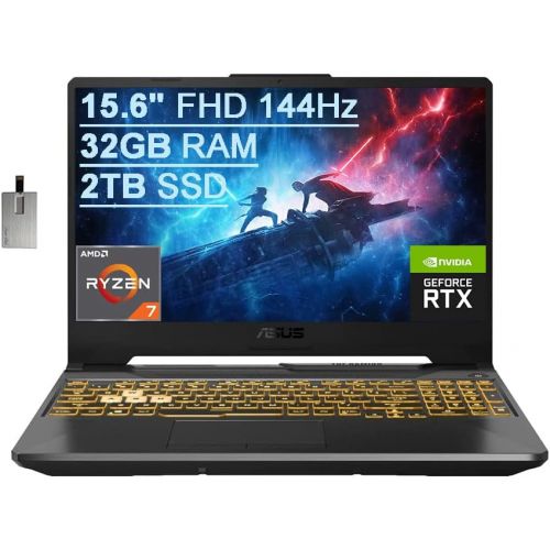 아수스 2021 ASUS TUF A15 15.6 FHD 144Hz Gaming Laptop Computer, AMD Ryzen 7 4800H Processor, 32GB RAM, 2TB PCIe SSD, Backlit Keyboard, GeForce RTX 3050 Graphics, HD Webcam, Windows 10, Gr