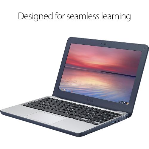 아수스 ASUS Chromebook Laptop 11.6 Ruggedized and Spill Resistant Design with 180 Degree Hinge, Intel N3060 Celeron 4GB DDR3, 32GB eMMC, Chrome OS C202SA YS04 Dark Blue