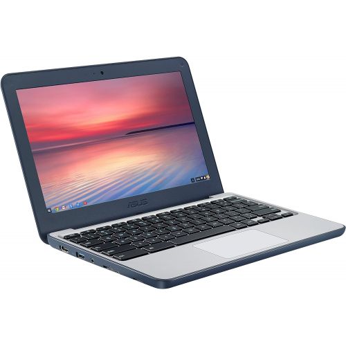 아수스 ASUS Chromebook Laptop 11.6 Ruggedized and Spill Resistant Design with 180 Degree Hinge, Intel N3060 Celeron 4GB DDR3, 32GB eMMC, Chrome OS C202SA YS04 Dark Blue