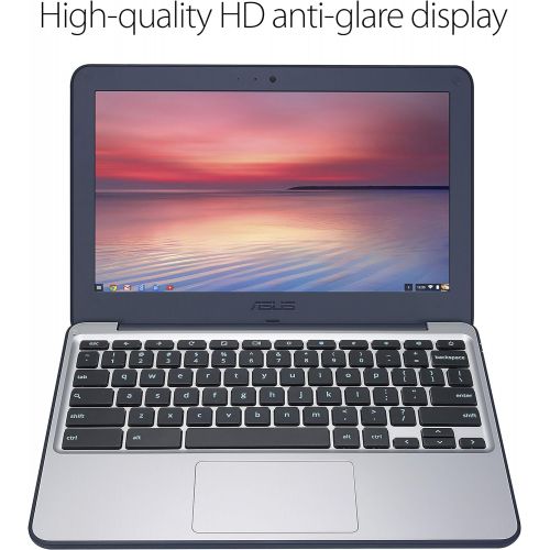 아수스 ASUS Chromebook Laptop 11.6 Ruggedized and Spill Resistant Design with 180 Degree Hinge, Intel N3060 Celeron 4GB DDR3, 32GB eMMC, Chrome OS C202SA YS04 Dark Blue