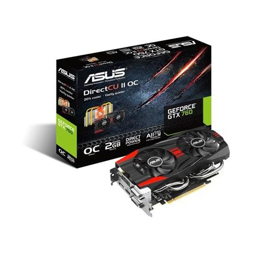 아수스 ASUS GTX760 DC2OC 2GD5 GeForce GTX760 2GB GDDR5 256 bit, DVI I/DVI D/ HDMI/DP PCI Express 3.0 SLI ready Graphic Card OC selected 1072 MHz core