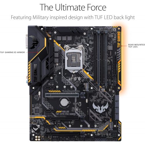 아수스 ASUS TUF Z370 PRO Gaming LGA1151 (Intel 8th Gen) DDR4 HDMI DVI M.2 Z370 ATX Motherboard with Gigabit LAN and USB 3.1