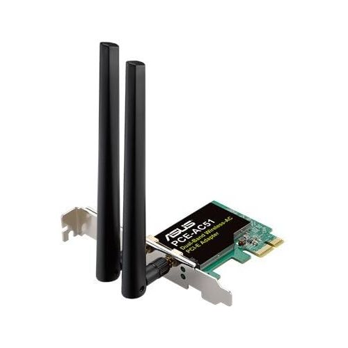 아수스 ASUS AC750 Dual Band PCIe WiFi Adapter (PCE AC51) Compatible with PCIe x1/x16 slot, Detachable Antennas for Flexible Placement, Easy Setup, Supports Window Windows 10/8.1/7, Linu