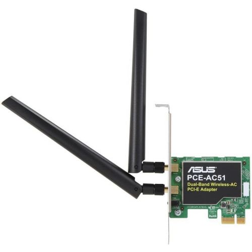 아수스 ASUS AC750 Dual Band PCIe WiFi Adapter (PCE AC51) Compatible with PCIe x1/x16 slot, Detachable Antennas for Flexible Placement, Easy Setup, Supports Window Windows 10/8.1/7, Linu