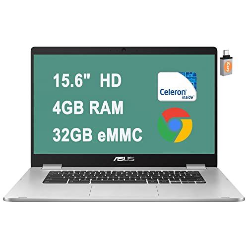 아수스 Flagship ASUS chromebook C523 15 Laptop 15.6?Anti Glare LED Display Intel Celeron Processor N3350 4GB RAM 32GB eMMC Type C Bluetooth Webcam?Chrome OS + USB C Adapter
