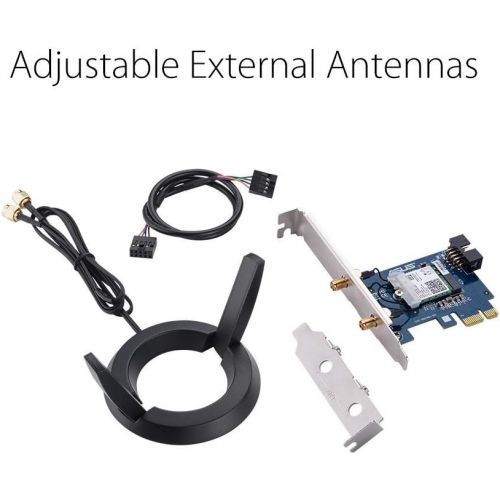 아수스 ASUS Dual Band 802.11AC Wireless AC2100 PCI e Bluetooth 5 Gigabit WiFi Adapter, 160MHz Support (PCE AC58BT)