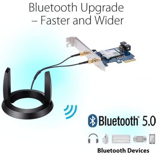 아수스 ASUS Dual Band 802.11AC Wireless AC2100 PCI e Bluetooth 5 Gigabit WiFi Adapter, 160MHz Support (PCE AC58BT)