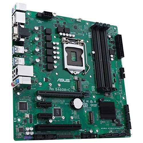 아수스 ASUS Pro B460M C/CSM Carte mere Micro ATX Socket LGA1200 B460 USB 3.2 Gen 1 Gigabit LAN Carte graphique embarquee (unite Centrale requise) Audio HD (8 canaux)