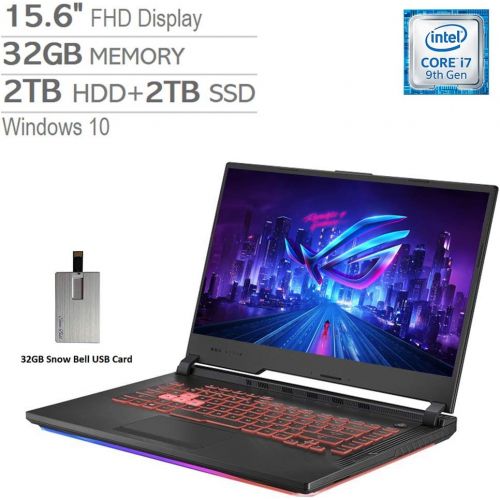 아수스 2020 ASUS ROG Strix G 15.6 FHD LED Gaming Laptop Computer, Intel Core i7 9750H, 32GB RAM, 2TB HDD+2TB SSD, Backlit Keyboard, GeForce GTX 1650 Graphics, HDMI, Win 10, Black, 32GB Sn