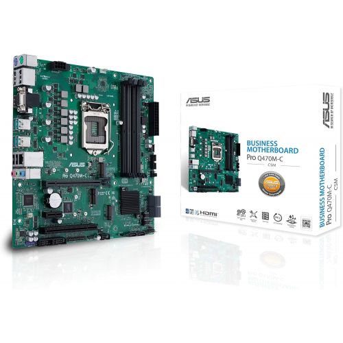 아수스 ASUS PRO Q470M C/CSM LGA1200 (Intel 10th Gen) uATX Commercial Motherboard (Intel vPro, Intel LAN, 2xDisplayPorts, HDMI/D Sub,TPM, LPC debug Header and ASUS Control Center Express)