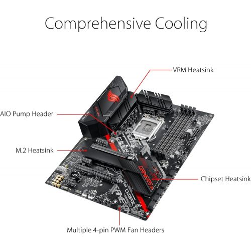 아수스 ASUS ROG Strix B460 H Gaming B460 LGA 1200 (Intel 10th Gen) ATX Gaming Motherboard (Intel 1Gb LAN, USB 3.2 Gen 2,Thunderbolt 3 Header, Addressable Gen2 RGB Header and Aura Sync)