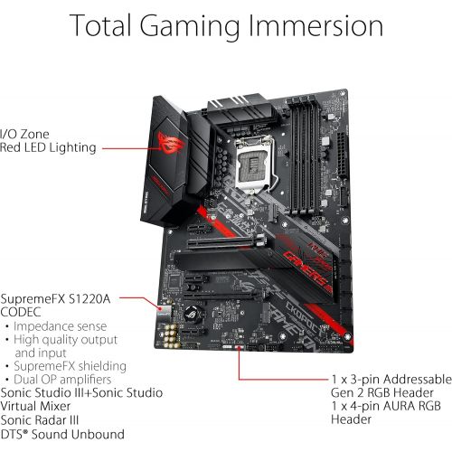 아수스 ASUS ROG Strix B460 H Gaming B460 LGA 1200 (Intel 10th Gen) ATX Gaming Motherboard (Intel 1Gb LAN, USB 3.2 Gen 2,Thunderbolt 3 Header, Addressable Gen2 RGB Header and Aura Sync)