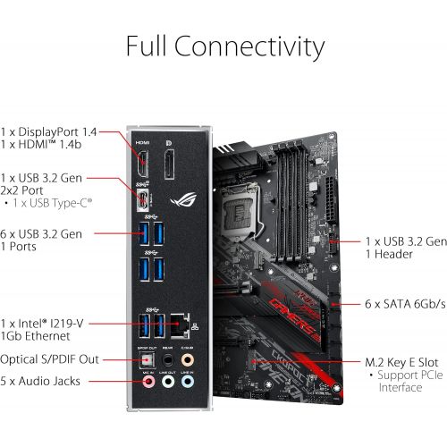 아수스 ASUS ROG Strix B460 H Gaming B460 LGA 1200 (Intel 10th Gen) ATX Gaming Motherboard (Intel 1Gb LAN, USB 3.2 Gen 2,Thunderbolt 3 Header, Addressable Gen2 RGB Header and Aura Sync)