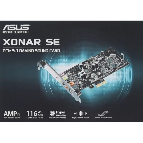 아수스 ASUS XONAR SE 5.1 Channel 192kHz/24 bit Hi Res 116dB SNR PCIe Gaming Sound Card with Windows 10 compatibility