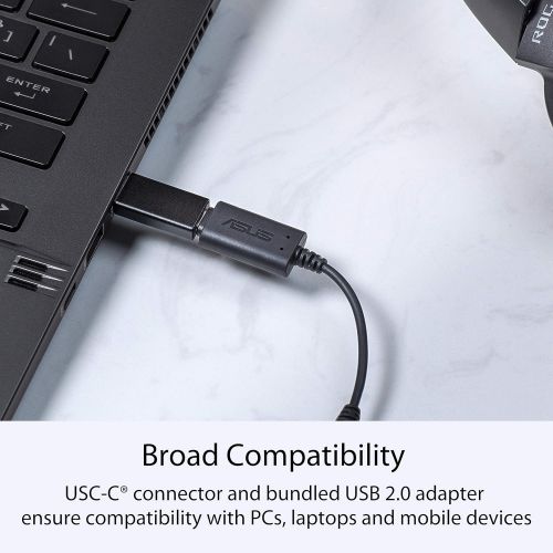 아수스 ASUS Ai Noise Canceling Mic Adapter Built in Artificial Intelligence Isolates Background Noise, Enhance Voice Clarity Improve Quality of Conference Calls, Music Supports USB C & US