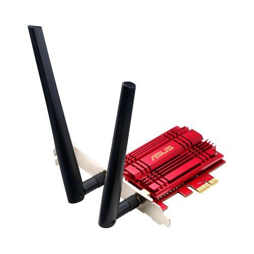 아수스 ASUS PCE AC56 Dual Band 2x2 AC1300 WiFi PCIe Adapter with Heat Sink, Detachable Antennas and Antenna Base